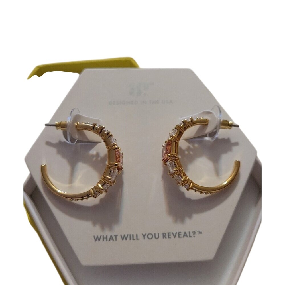 Bomb Party Hoop Earrings Women Gold New Candid Moments RBP9084 Topaz CZ